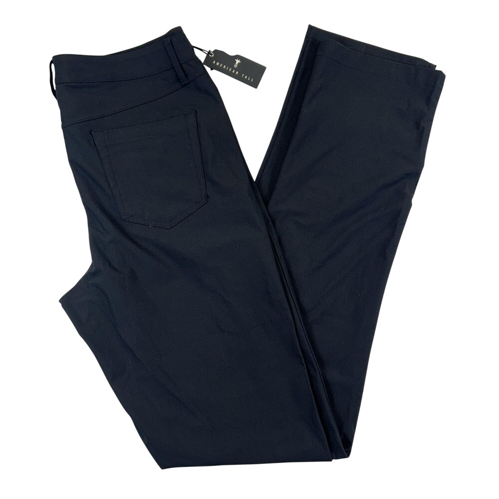 American Tall Pants Mens 32x38 Black Chino Travel Casual Zip Pocket NWT Trouser